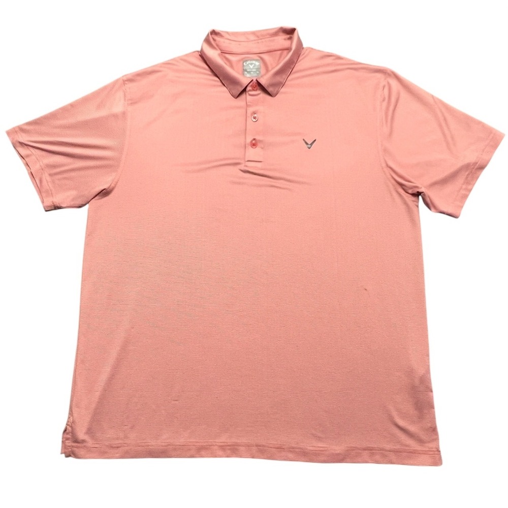 Callaway Golf Polo Shirt Mens XL Red Striped Opti-Dri Short‎ Sleeve Athletic Top
